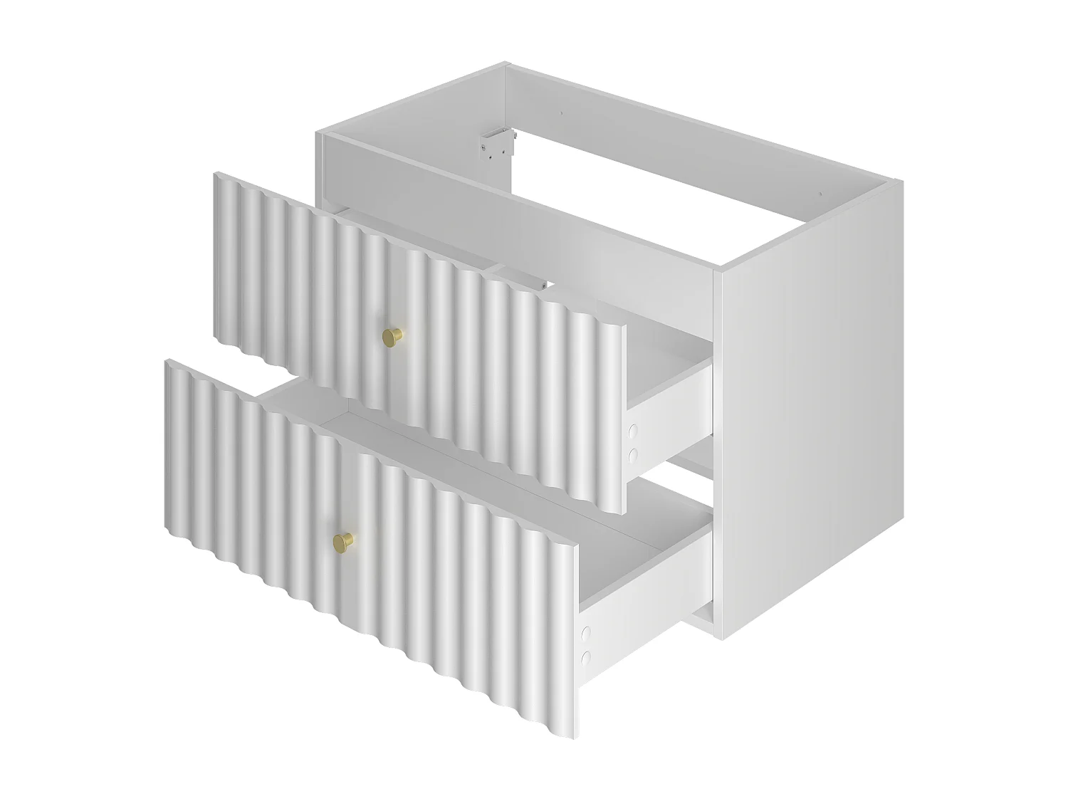 Ensemble de salle de bain blanc 80 cm Meuble avec lavabo Colonne Façades rainurées Aqua