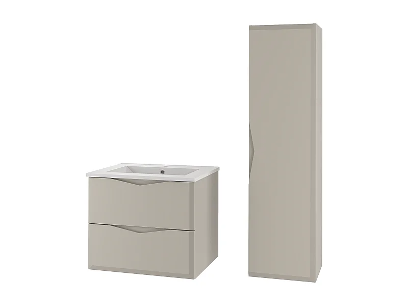Ensemble de salle de bain en cachemire 60 cm Meuble avec lavabo Colonne Delica
