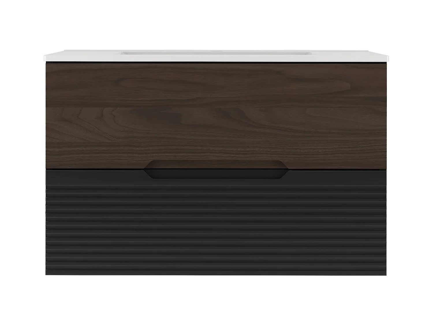 Ensemble de salle de bain 80 cm Meuble avec lavabo Noir mat / Noyer Avella