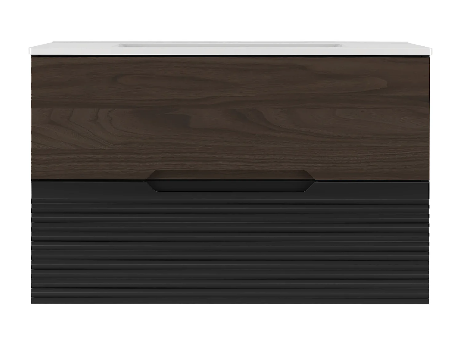 Ensemble de salle de bain 80 cm Meuble avec lavabo Noir mat / Noyer Avella