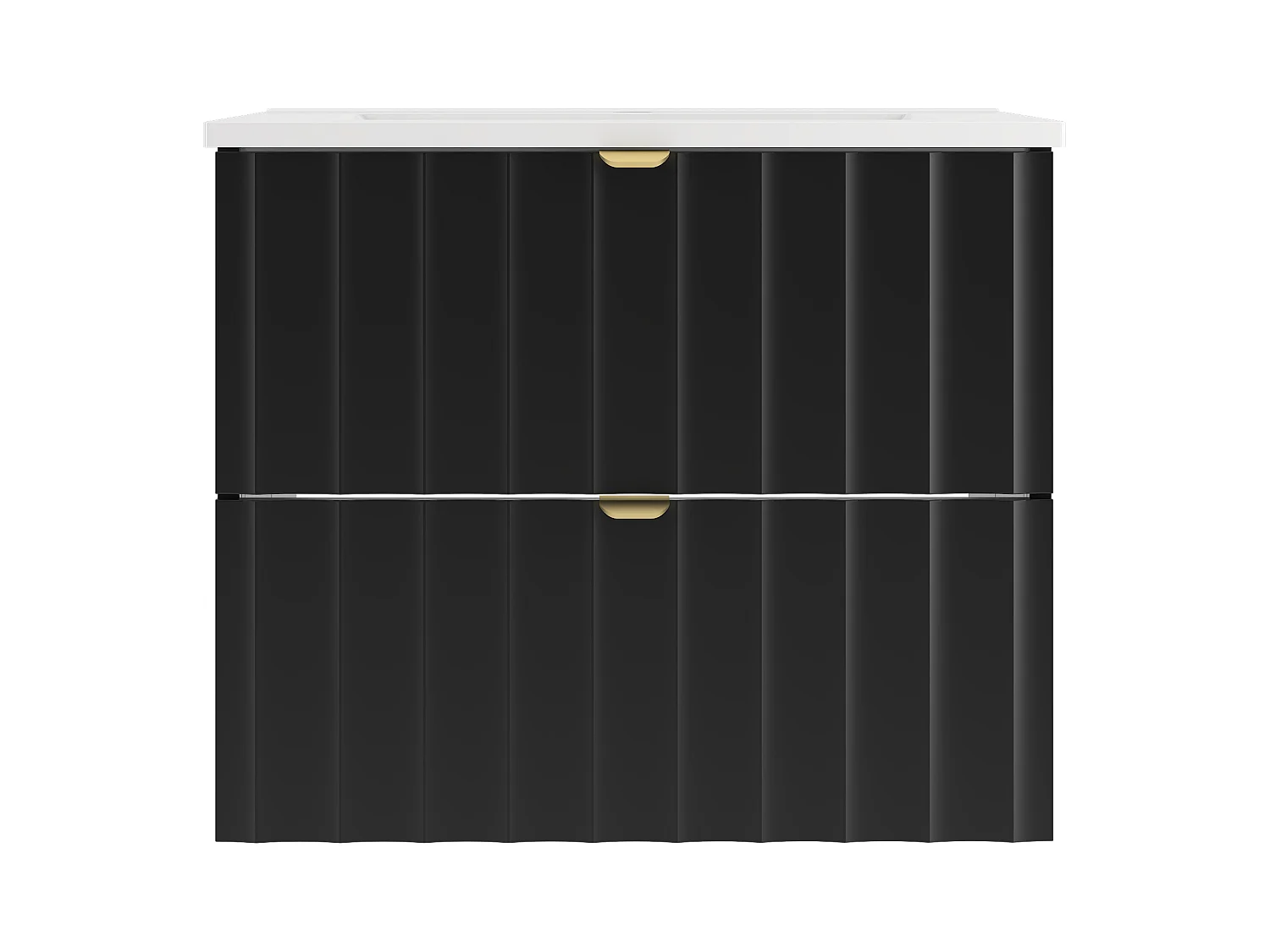 Ensemble de salle de bain noir 60 cm Meuble avec lavabo Façades rainurées Arcos