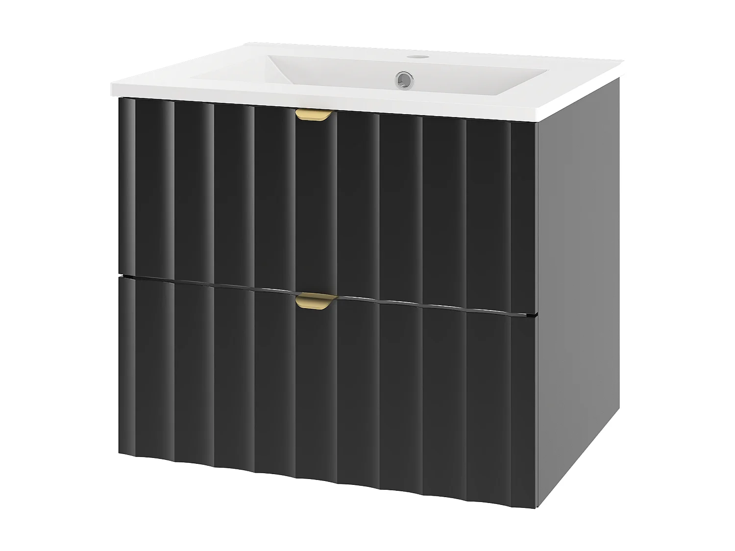 Ensemble de salle de bain noir 60 cm Meuble avec lavabo Façades rainurées Arcos
