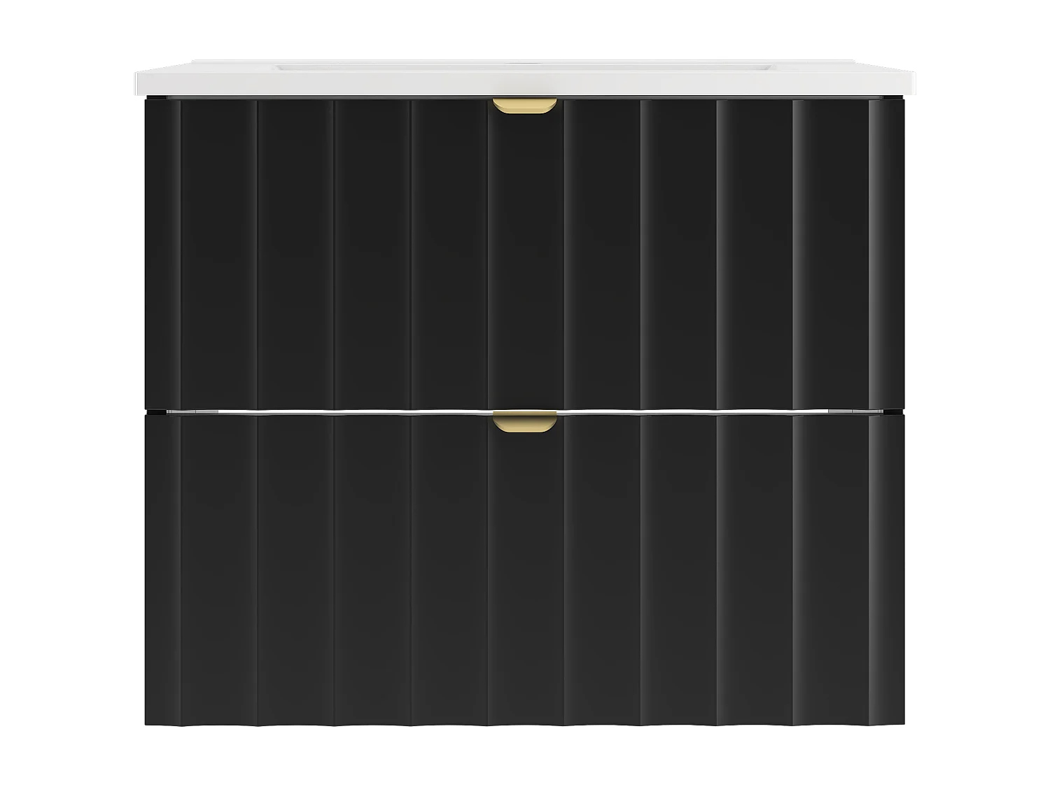 Ensemble de salle de bain noir 60 cm Meuble avec lavabo Façades rainurées Arcos