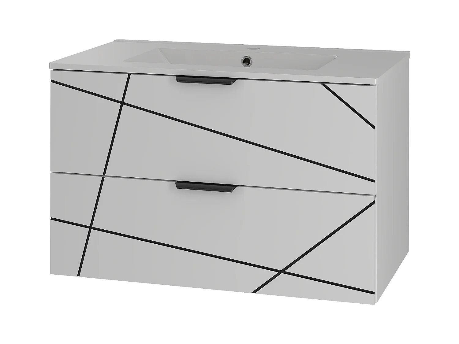 Zestaw Łazienkowy 80cm Szafka z Umywalką Biały Mat Wood