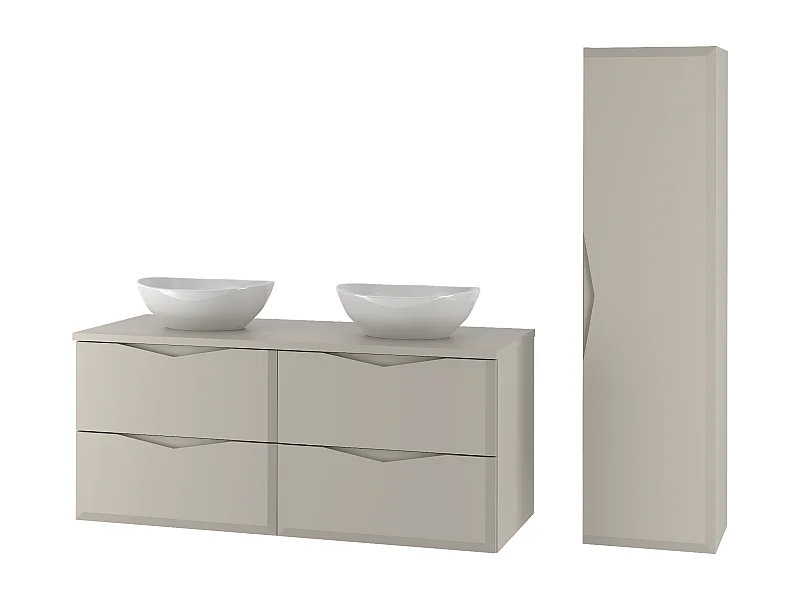 Ensemble de salle de bain en cachemire 120 cm Meuble avec plan de travail Lavabo Colonne Delica