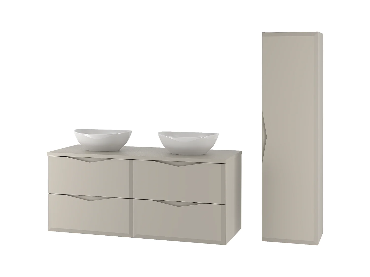 Ensemble de salle de bain en cachemire 120 cm Meuble avec plan de travail Lavabo Colonne Delica