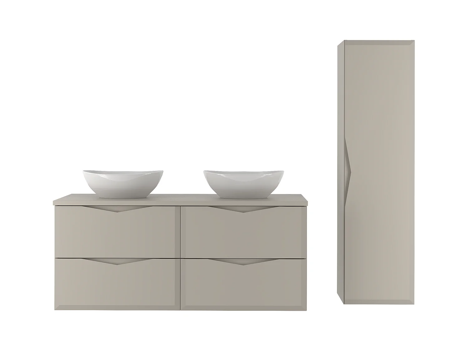 Ensemble de salle de bain en cachemire 120 cm Meuble avec plan de travail Lavabo Colonne Delica