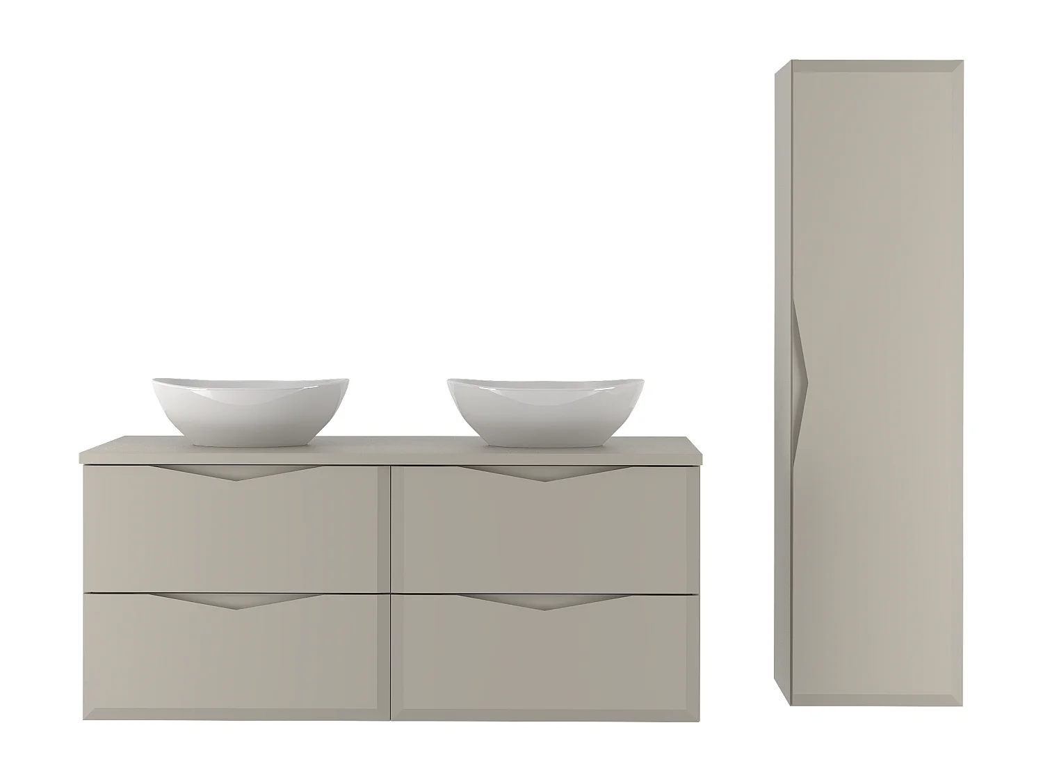 Ensemble de salle de bain en cachemire 120 cm Meuble avec plan de travail Lavabo Colonne Delica