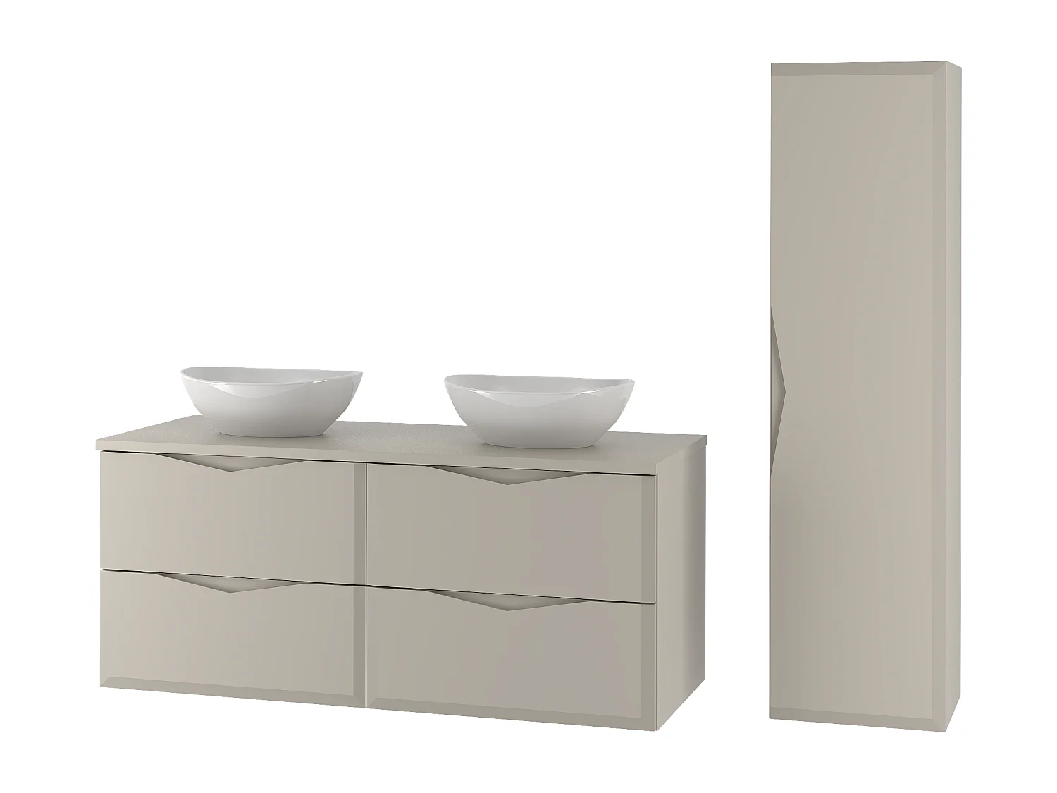 Ensemble de salle de bain en cachemire 120 cm Meuble avec plan de travail Lavabo Colonne Delica