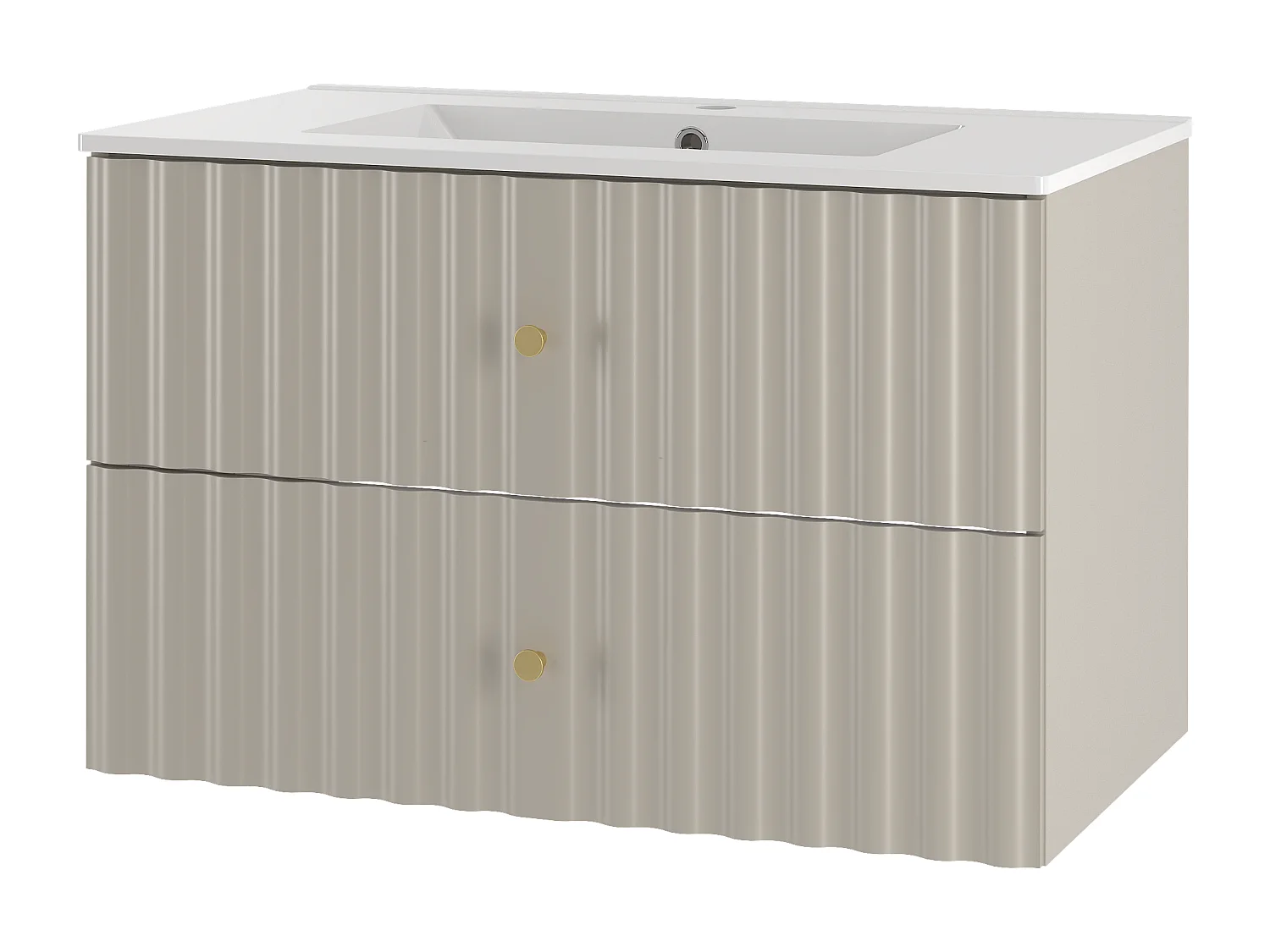 Ensemble de salle de bain en cachemire 80 cm Meuble avec lavabo Façades rainurées Aqua