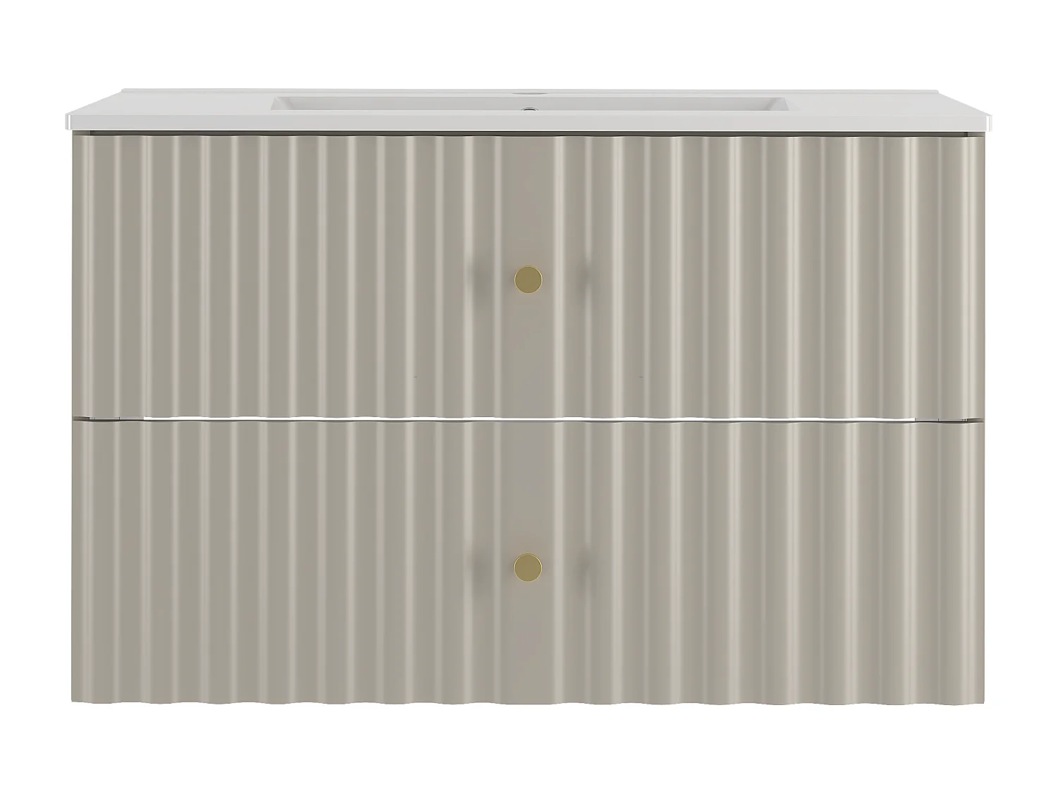 Ensemble de salle de bain en cachemire 80 cm Meuble avec lavabo Façades rainurées Aqua