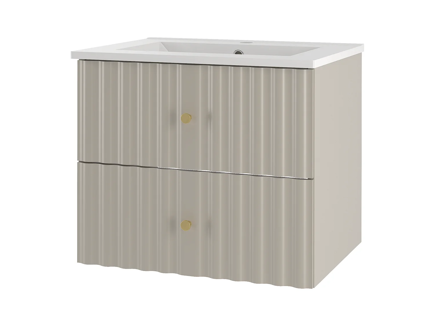 Kasjmier badkamerset 60 cm Kast met wastafel Geribbelde fronten Aqua