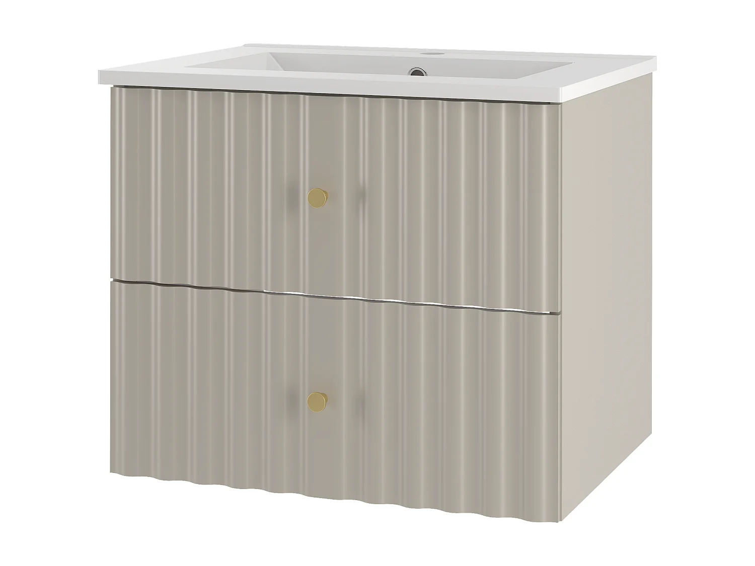 Ensemble de salle de bain en cachemire 60 cm Meuble avec lavabo Façades rainurées Aqua