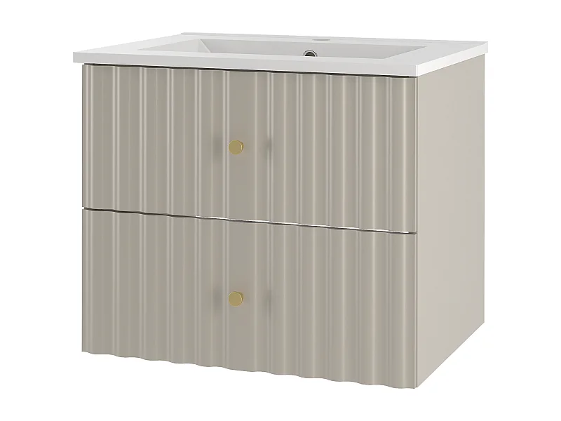 Ensemble de salle de bain en cachemire 60 cm Meuble avec lavabo Façades rainurées Aqua