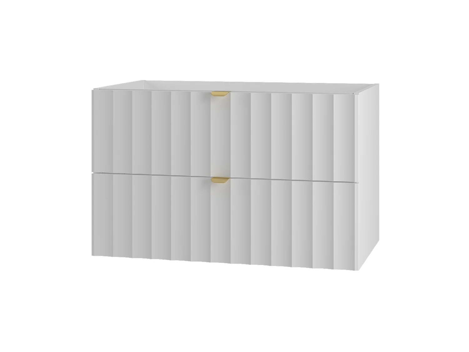 Ensemble de salle de bain blanc 80 cm Meuble avec plan de travail Lavabo Façades rainurées Arcos