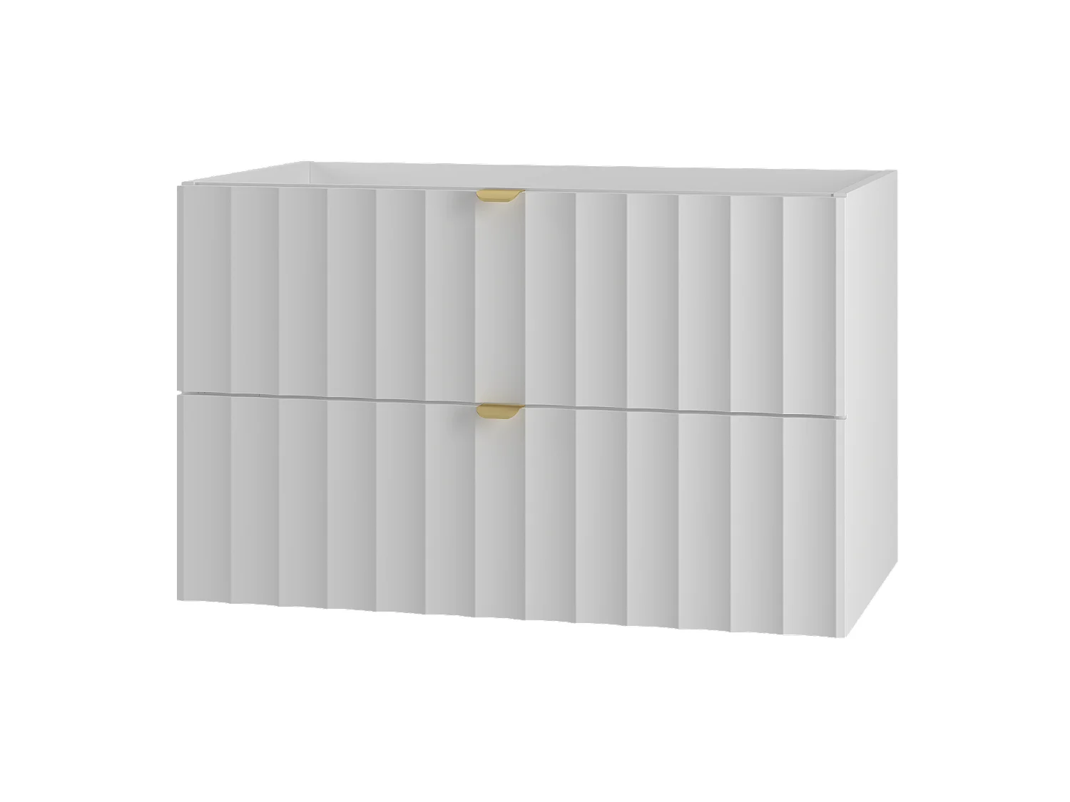 Ensemble de salle de bain blanc 80 cm Meuble avec plan de travail Lavabo Façades rainurées Arcos
