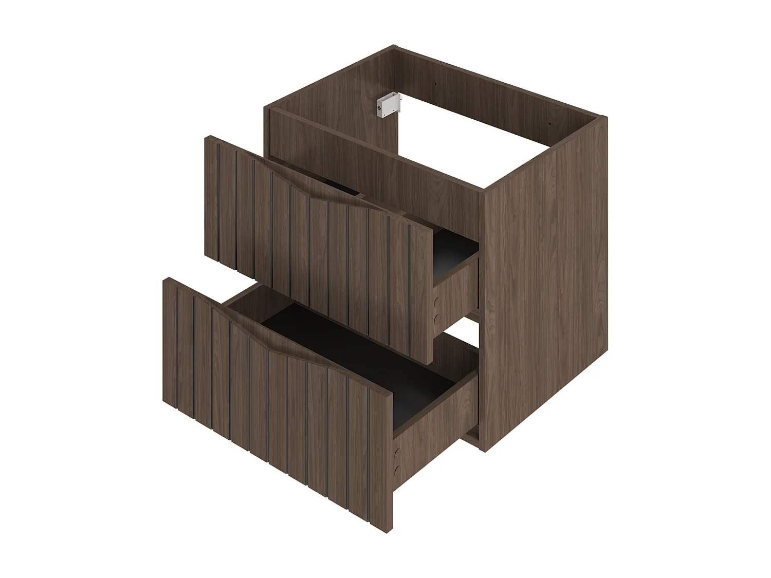 Ensemble de salle de bain 80 cm Armoire avec plan de travail Lavabo Étagère Colonne Façades rainurées Chêne Noyer Stella