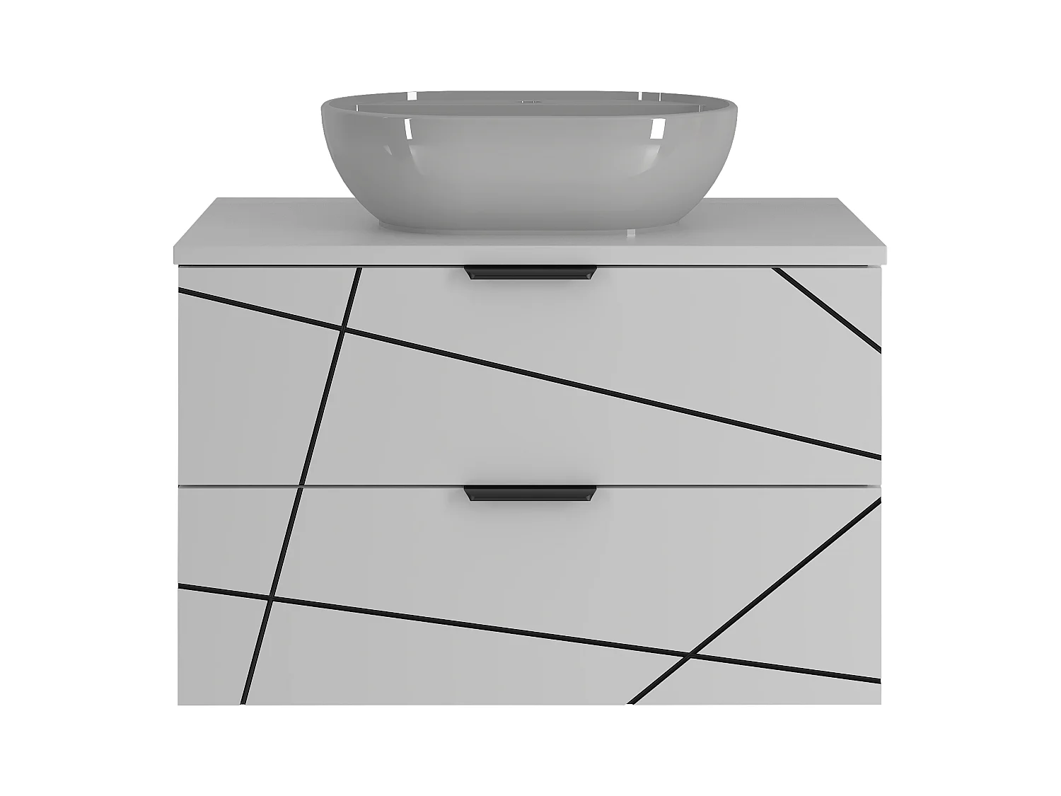 Zestaw Łazienkowy 80cm Szafka z Blatem Umywalka Biały Mat Wood