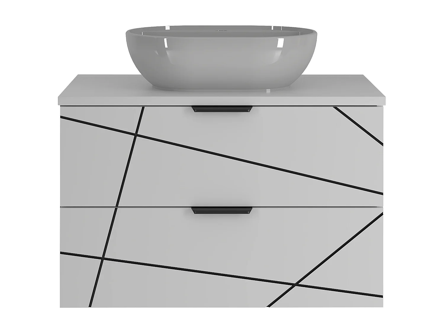 Zestaw Łazienkowy 80cm Szafka z Blatem Umywalka Biały Mat Wood