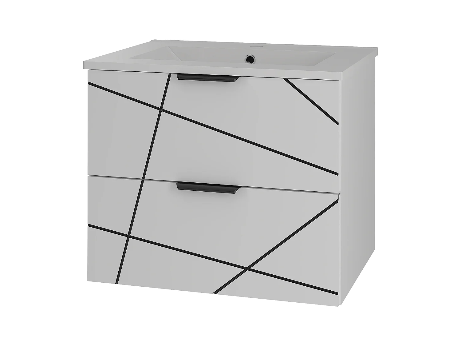 Badezimmer-Set 60 cm Schrank mit Waschbecken Weiß Matt Wood