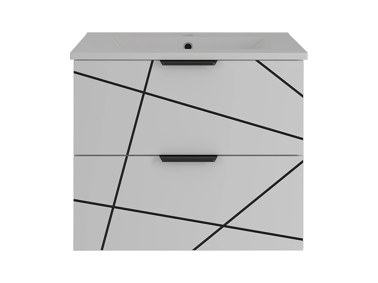 Badezimmer-Set 60 cm Schrank mit Waschbecken Weiß Matt Wood