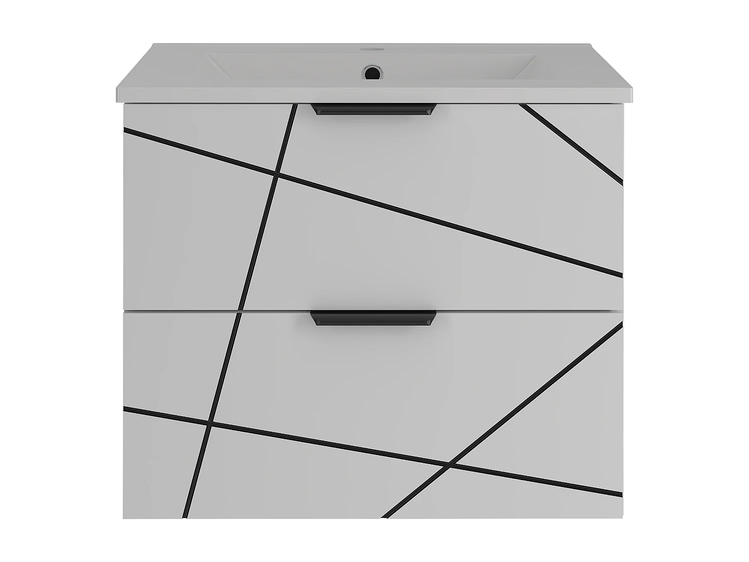 Badezimmer-Set 60 cm Schrank mit Waschbecken Weiß Matt Wood