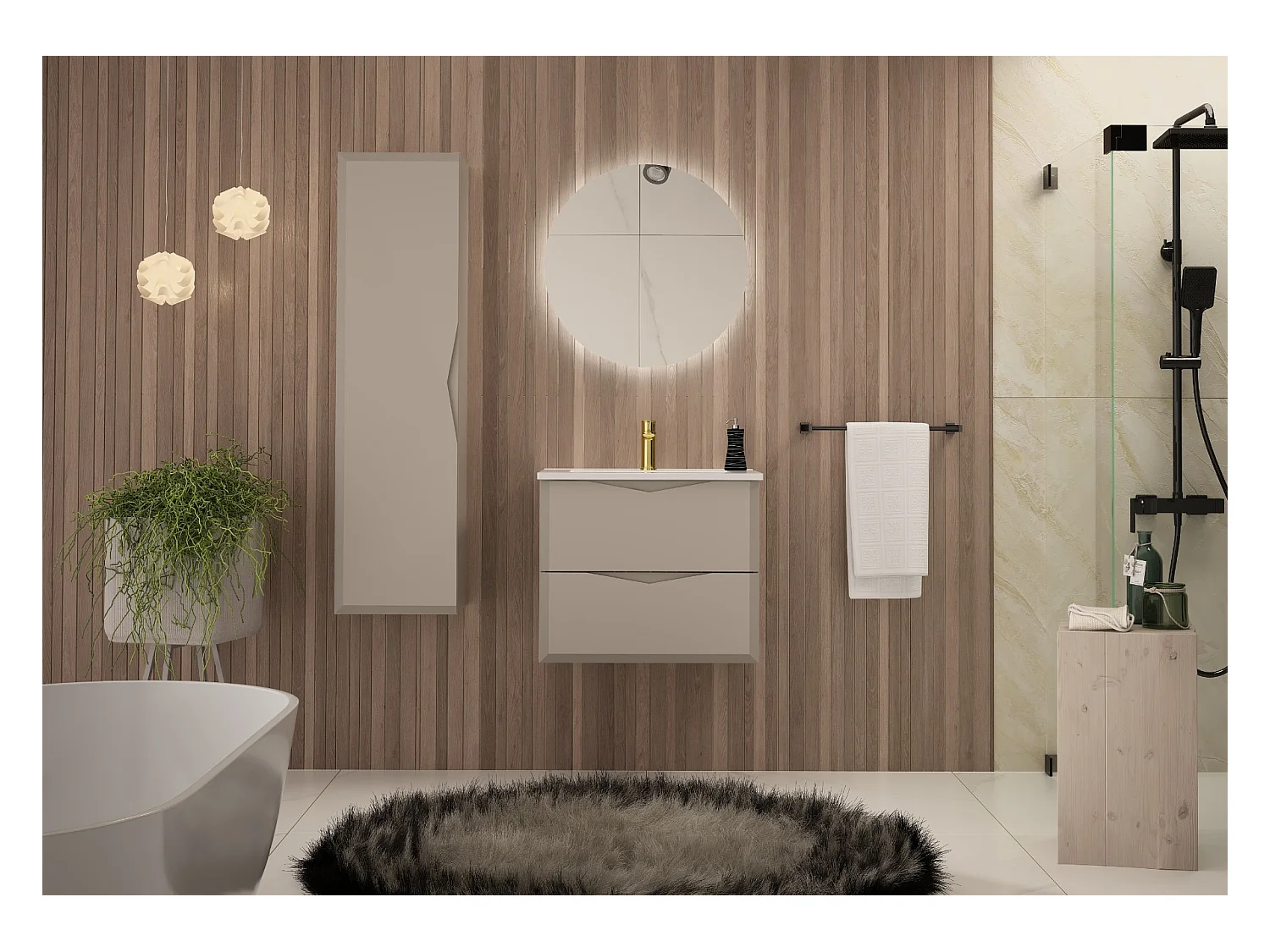 Ensemble de salle de bain en cachemire 80 cm Meuble avec lavabo Delica