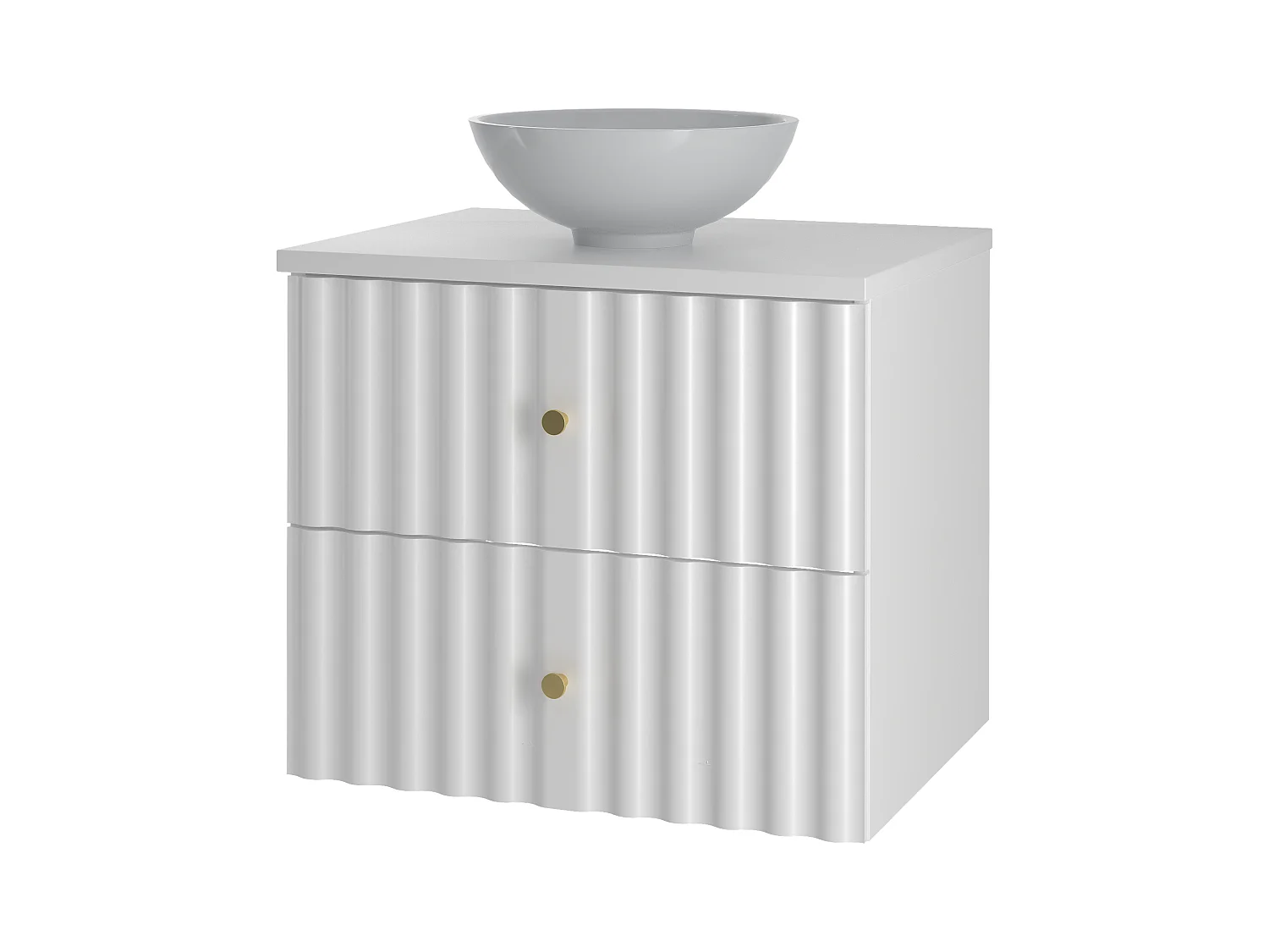 Ensemble de salle de bain blanc 60 cm Armoire avec plan de travail et lavabo Façades rainurées Aqua