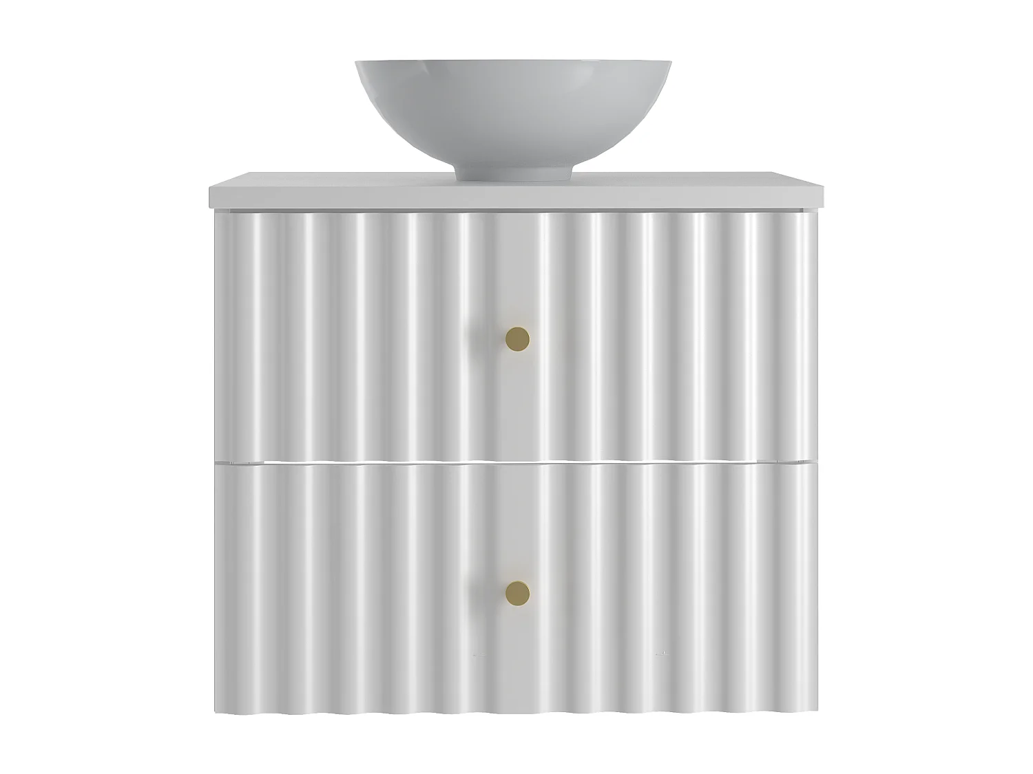 Ensemble de salle de bain blanc 60 cm Armoire avec plan de travail et lavabo Façades rainurées Aqua