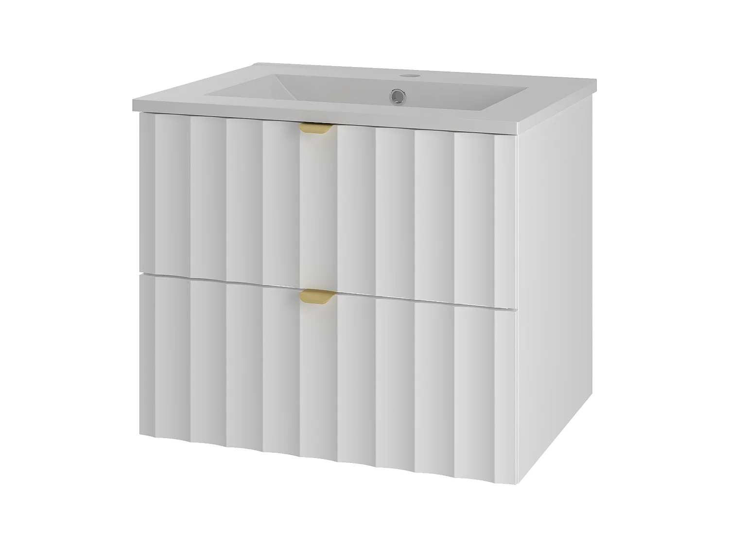 Ensemble de salle de bain blanc 60 cm Meuble avec lavabo Façades rainurées Arcos