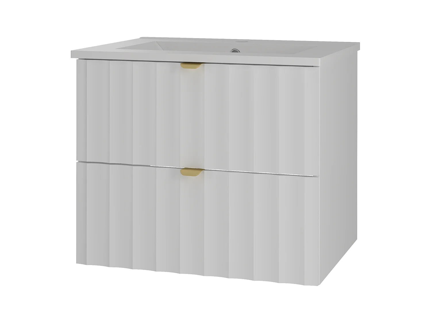 Ensemble de salle de bain blanc 60 cm Meuble avec lavabo Façades rainurées Arcos