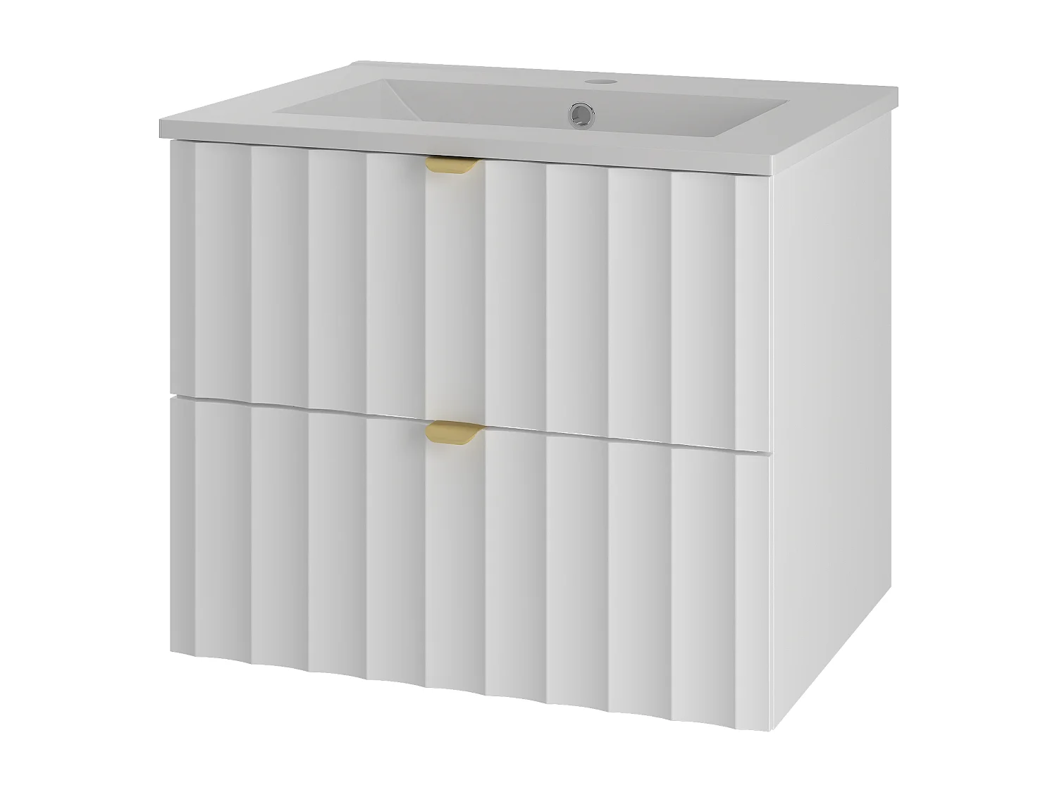 Ensemble de salle de bain blanc 60 cm Meuble avec lavabo Façades rainurées Arcos