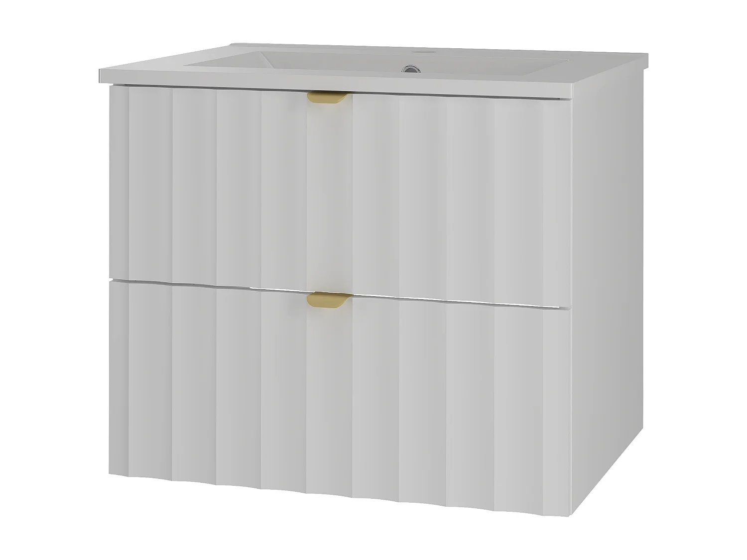Ensemble de salle de bain blanc 60 cm Meuble avec lavabo Façades rainurées Arcos