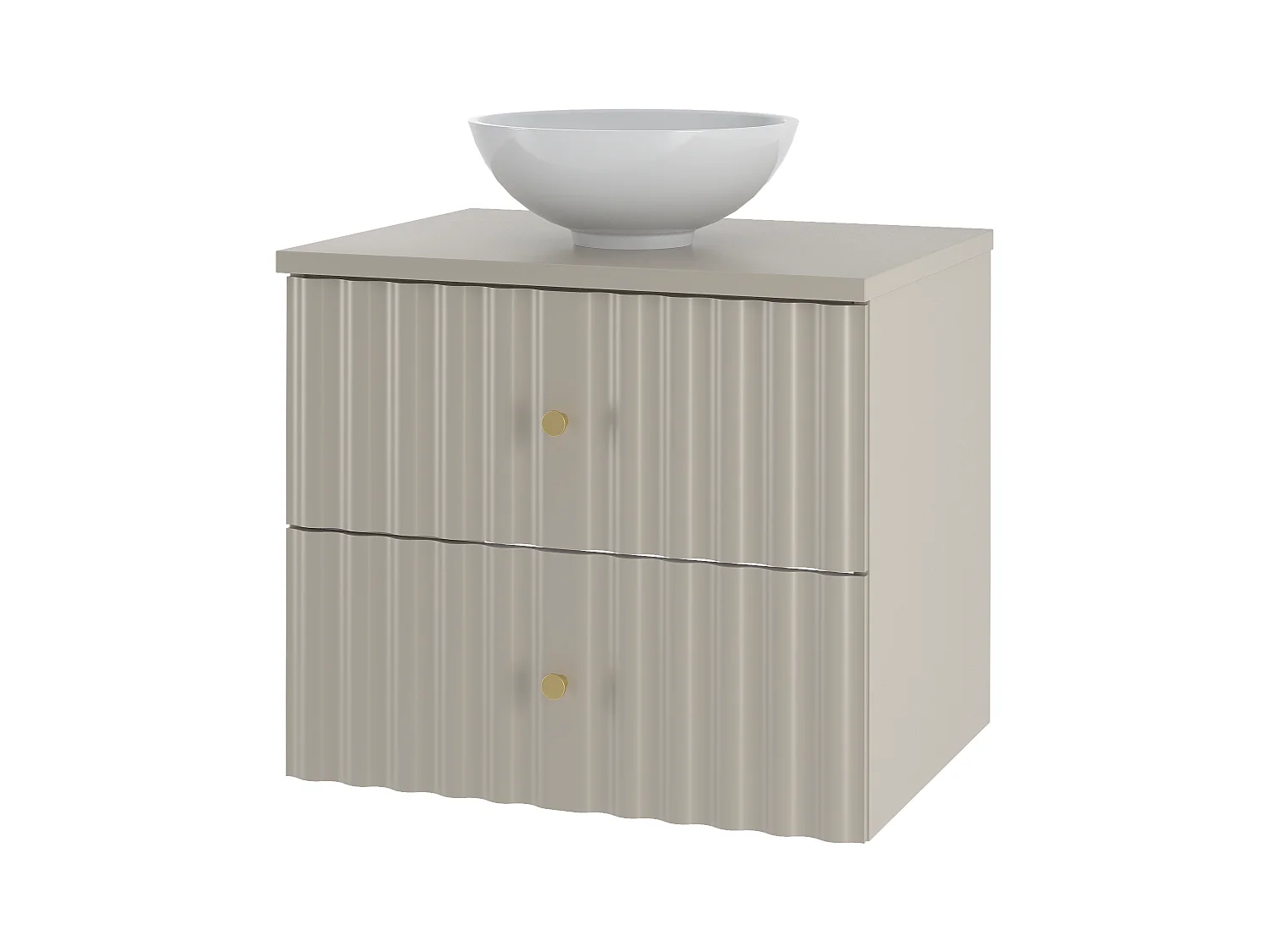 Kasjmier badkamerset 60 cm Kast met blad en wastafel Geribbelde fronten Aqua