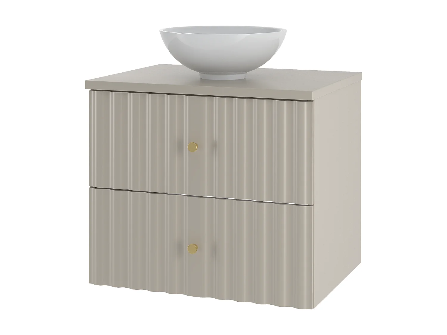 Ensemble de salle de bain en cachemire 60 cm Armoire avec plan de travail et lavabo Façades rainurées Aqua