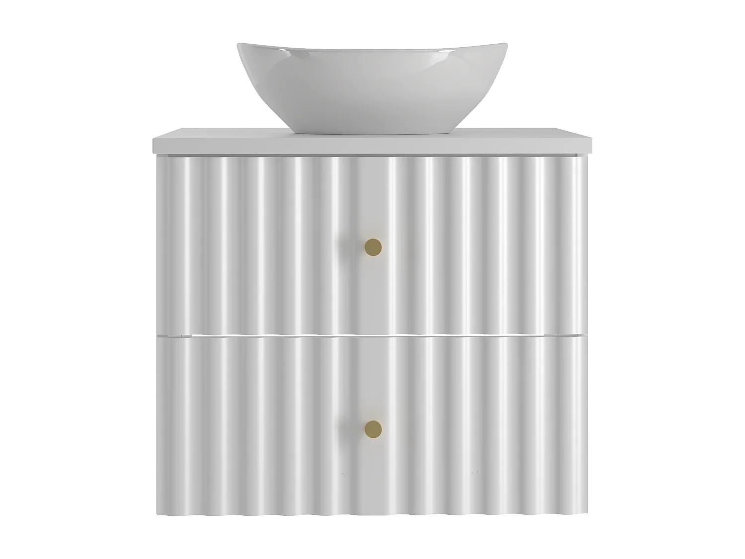 Ensemble de salle de bain blanc 60 cm Armoire avec plan de travail et lavabo Façades rainurées Aqua