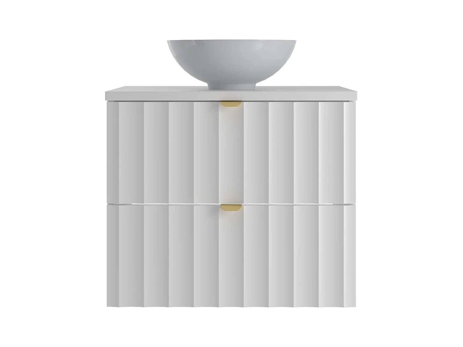 Ensemble de salle de bain blanc 60 cm Meuble avec plan de travail Lavabo Façades rainurées Arcos