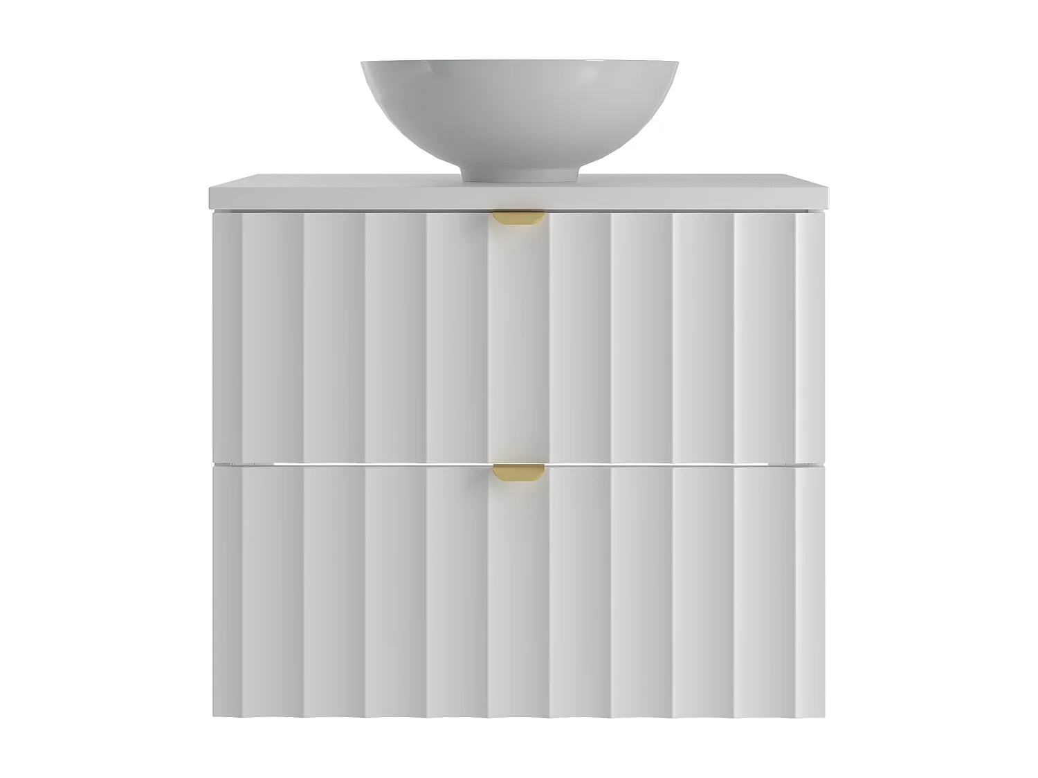 Ensemble de salle de bain blanc 60 cm Meuble avec plan de travail Lavabo Façades rainurées Arcos