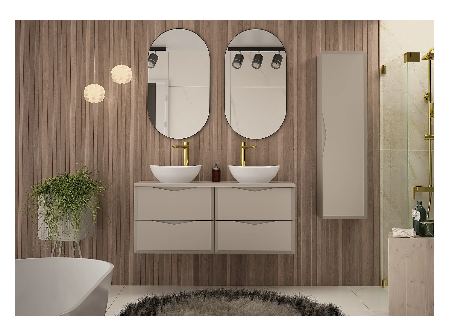 Armoire de salle de bain en cachemire Colonne haute 1 porte Delica