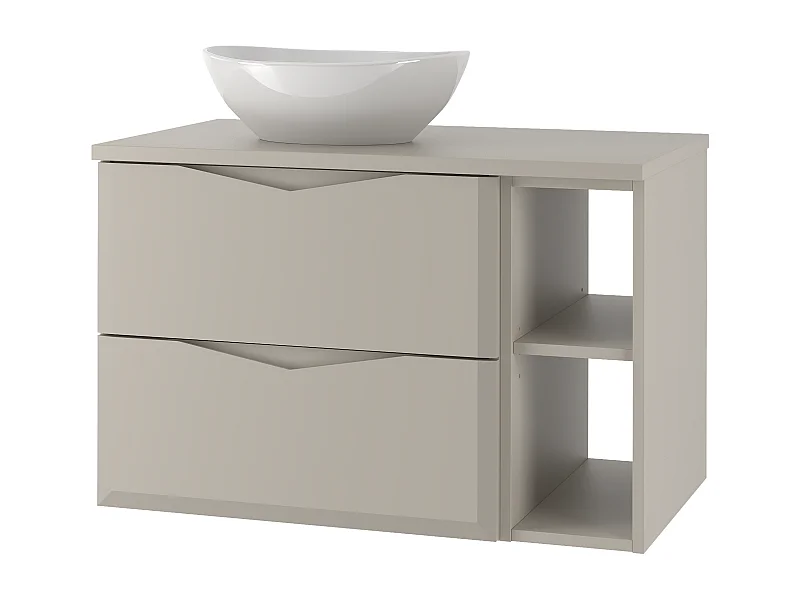 Ensemble de salle de bain en cachemire 80 cm Armoire avec plan de travail Lavabo Étagère Delica