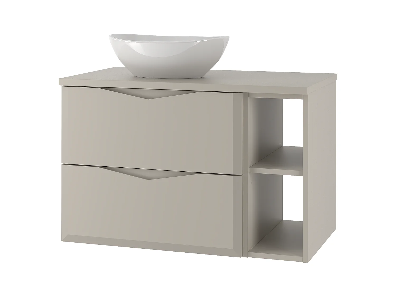 Kaschmir-Badezimmerset 80 cm Schrank mit Waschtischplatte Waschbecken Regal Delica