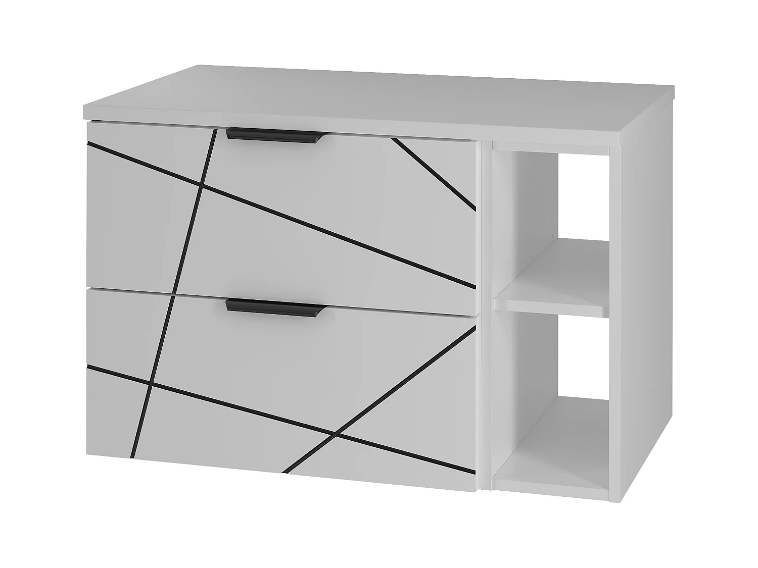 Badezimmer-Set 80 cm Schrank mit Arbeitsplatte und Regal Weiß Matt Wood