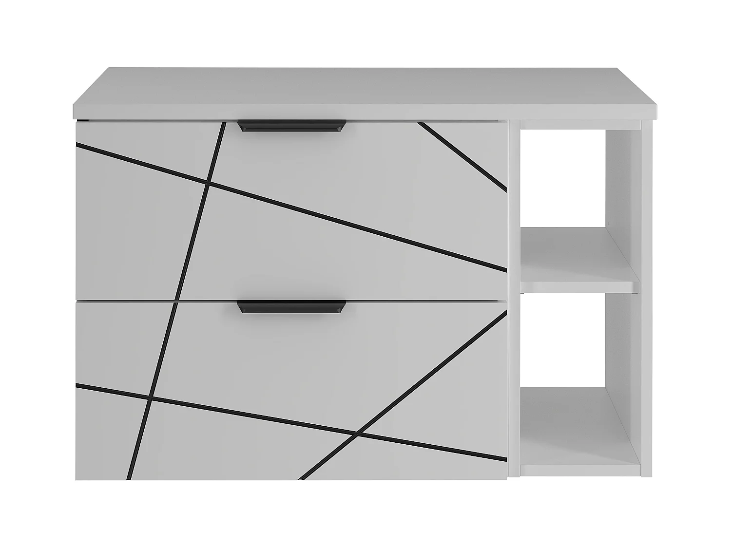 Badezimmer-Set 80 cm Schrank mit Arbeitsplatte und Regal Weiß Matt Wood