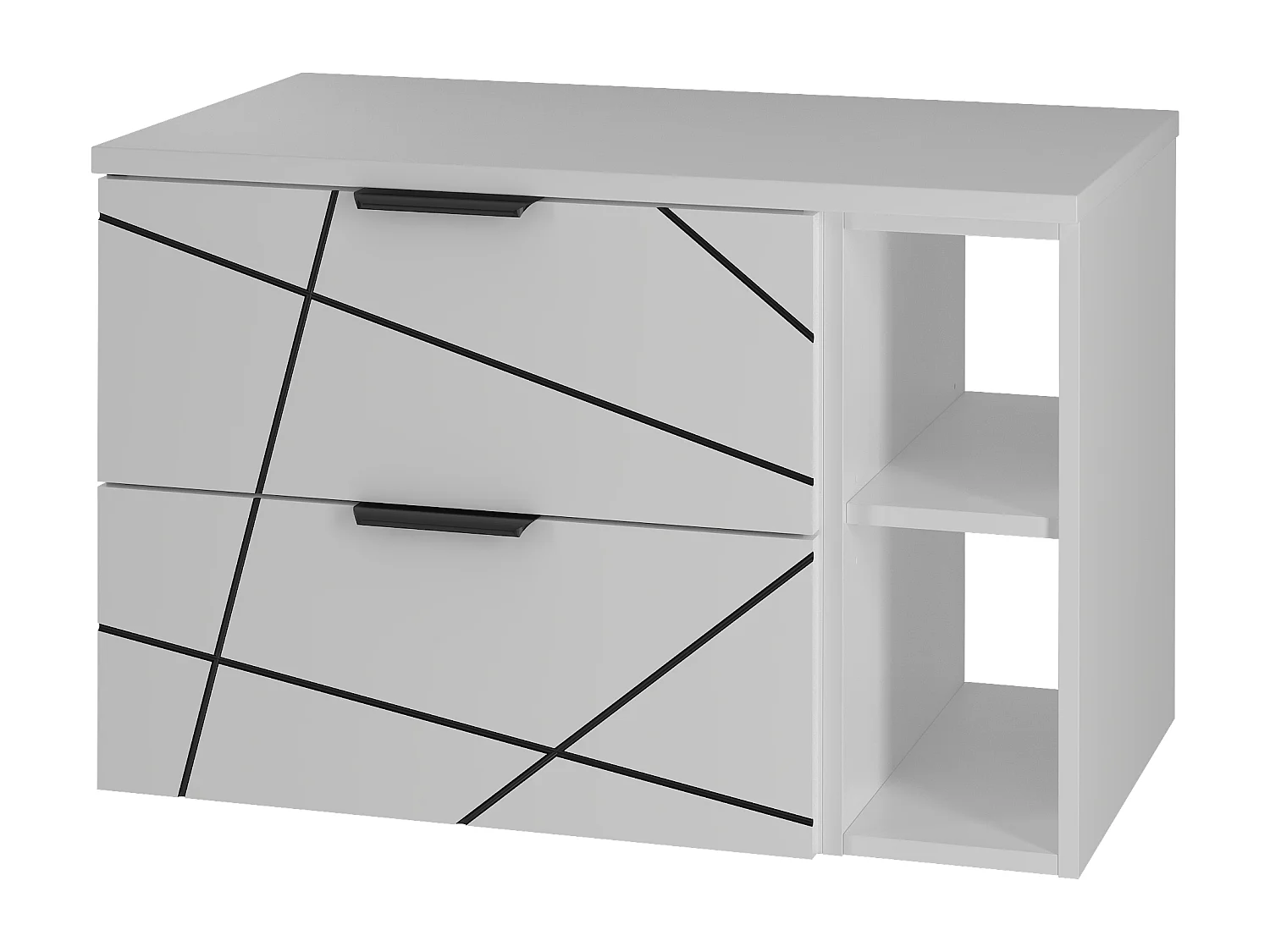 Badezimmer-Set 80 cm Schrank mit Arbeitsplatte und Regal Weiß Matt Wood