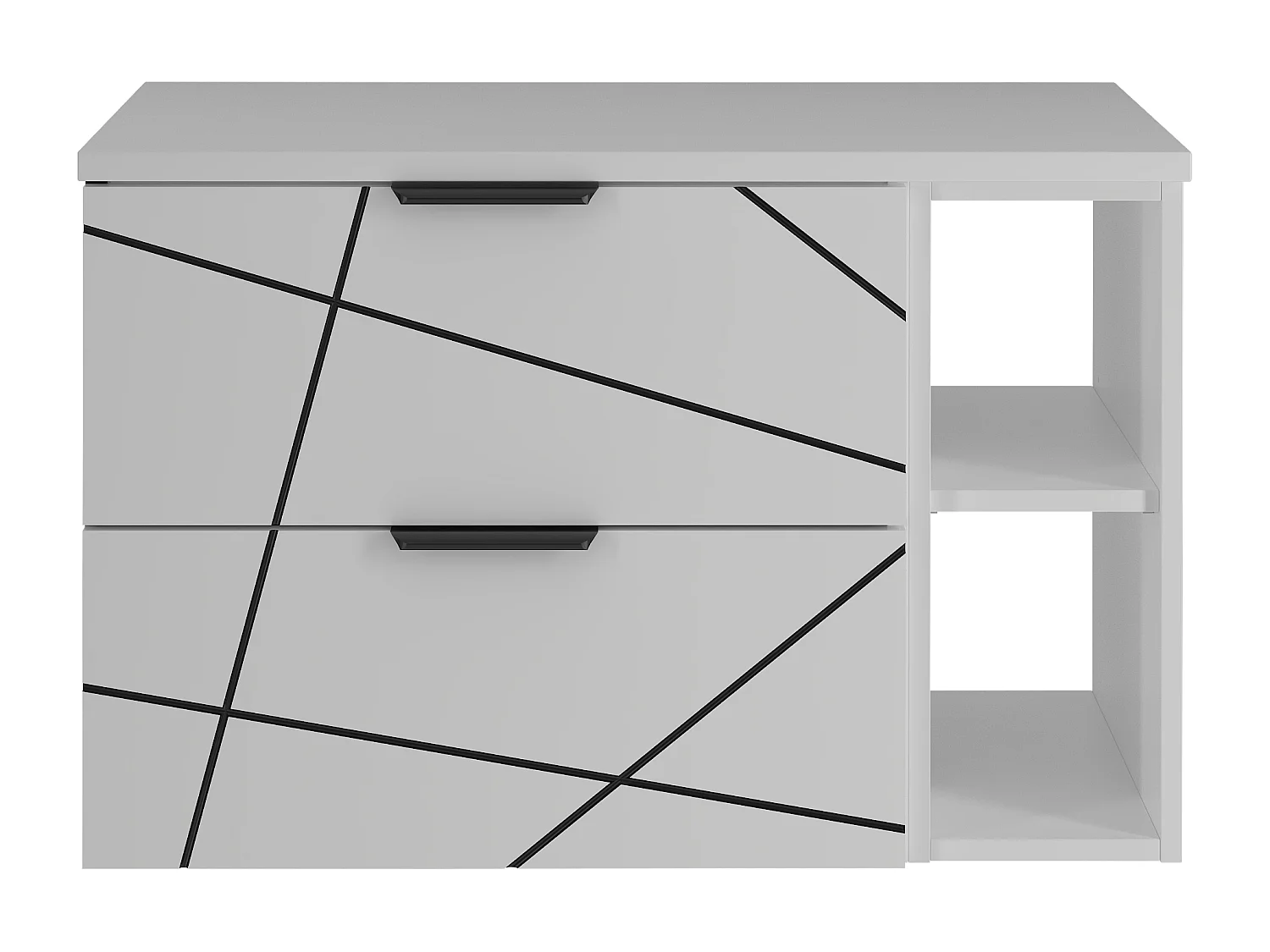 Badezimmer-Set 80 cm Schrank mit Arbeitsplatte und Regal Weiß Matt Wood