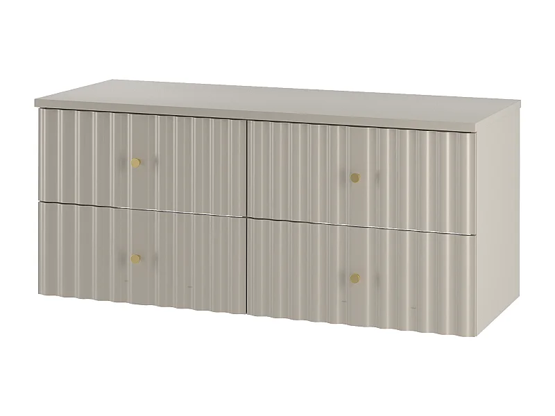 Ensemble de salle de bain en cachemire 120 cm Armoire avec plateau Façade rainurée Aqua