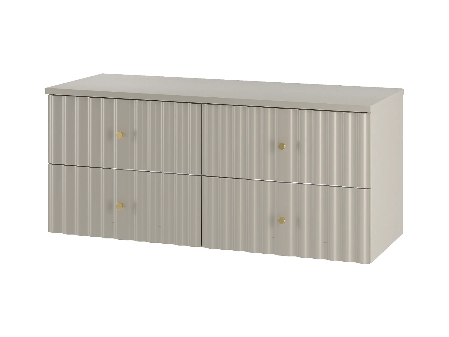 Ensemble de salle de bain en cachemire 120 cm Armoire avec plateau Façade rainurée Aqua