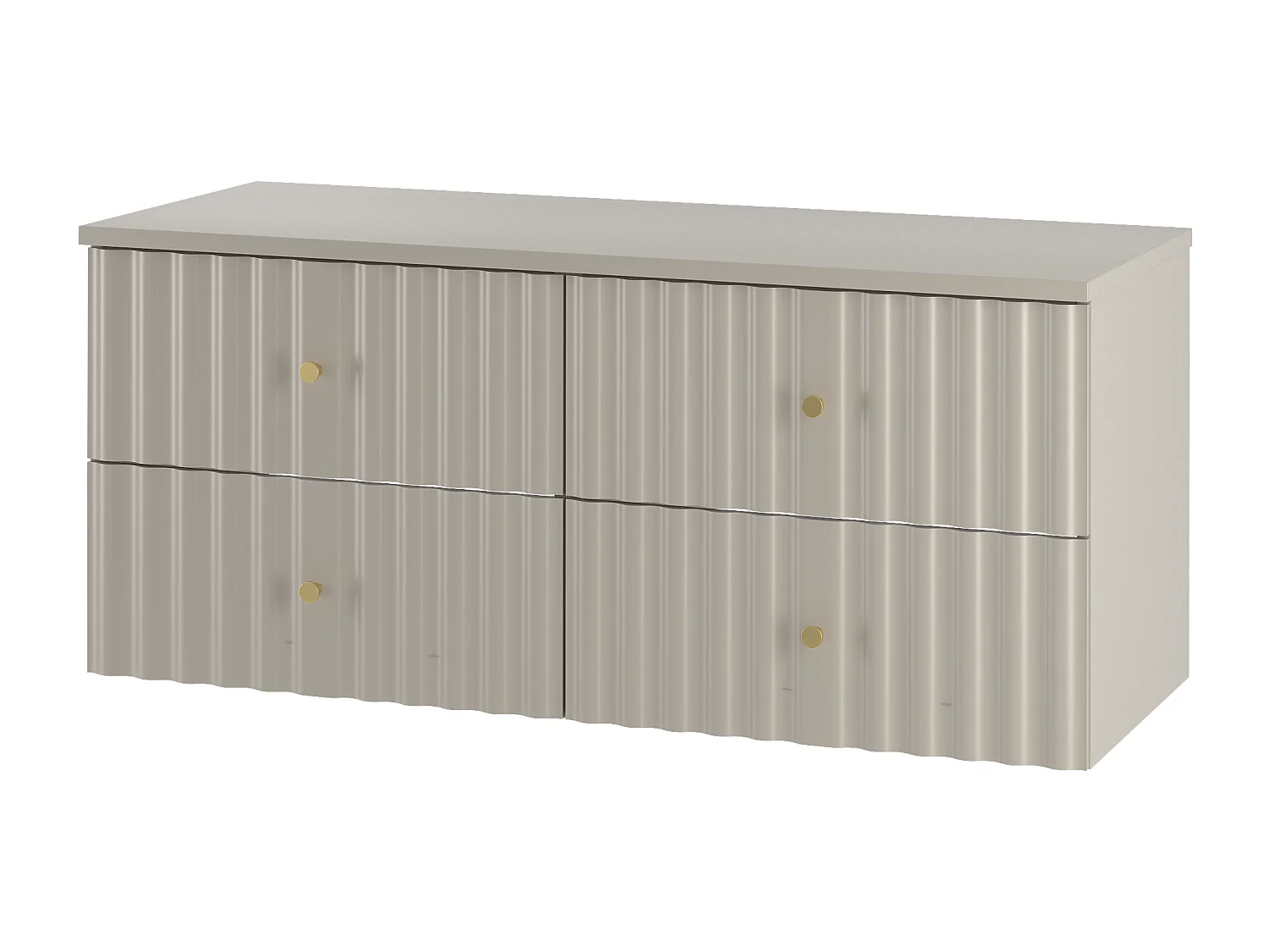 Ensemble de salle de bain en cachemire 120 cm Armoire avec plateau Façade rainurée Aqua