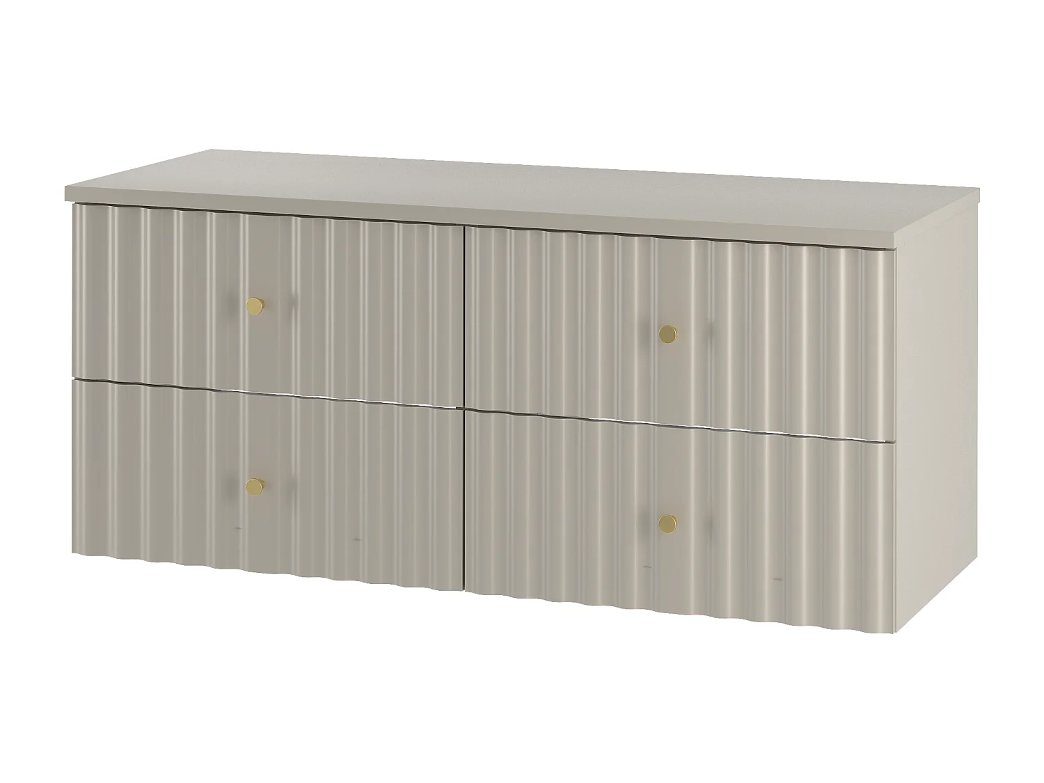 Ensemble de salle de bain en cachemire 120 cm Armoire avec plateau Façade rainurée Aqua