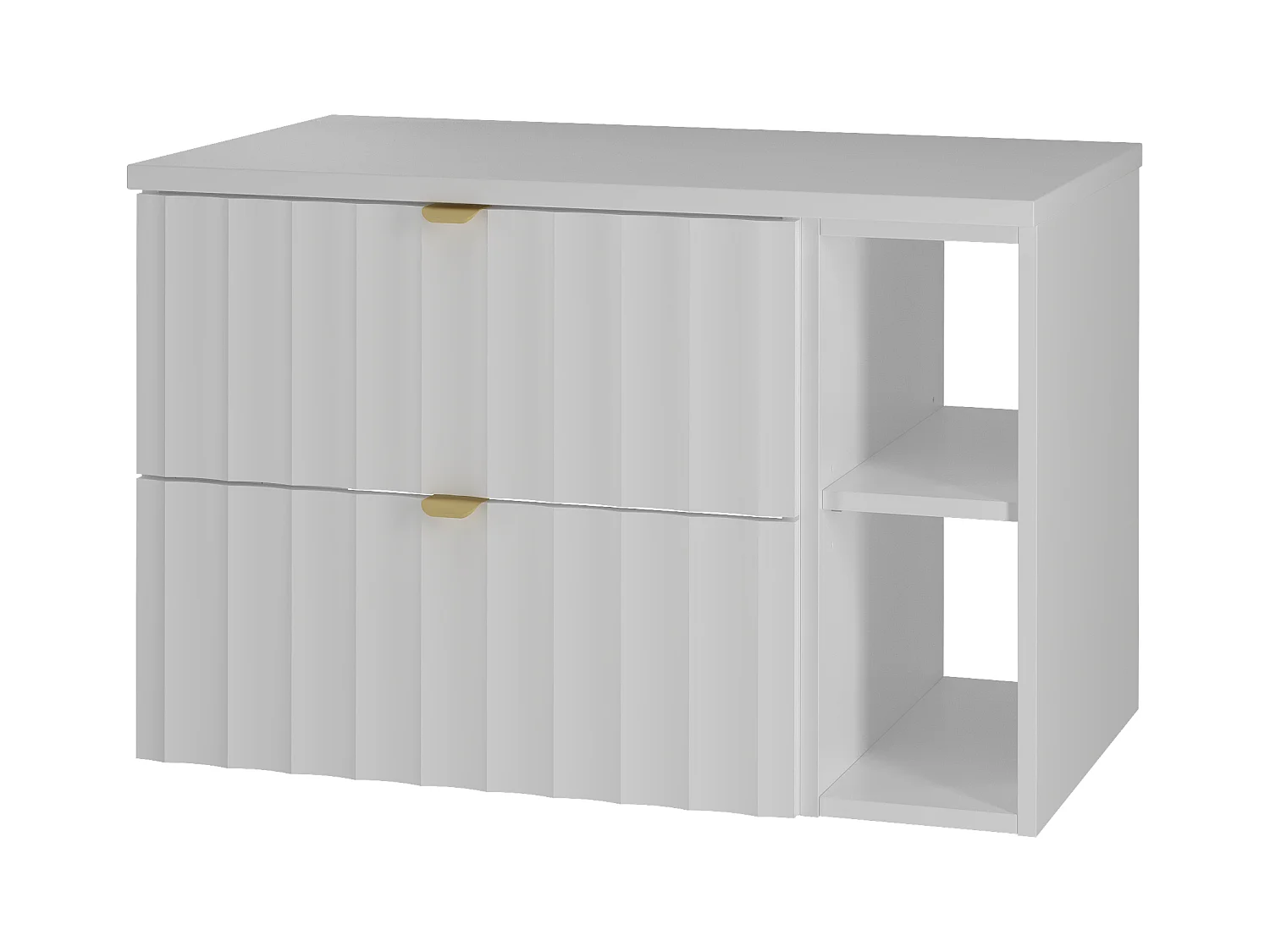 Ensemble de salle de bain blanc 80 cm Armoire avec plateau Étagère Façades rainurées Arcos